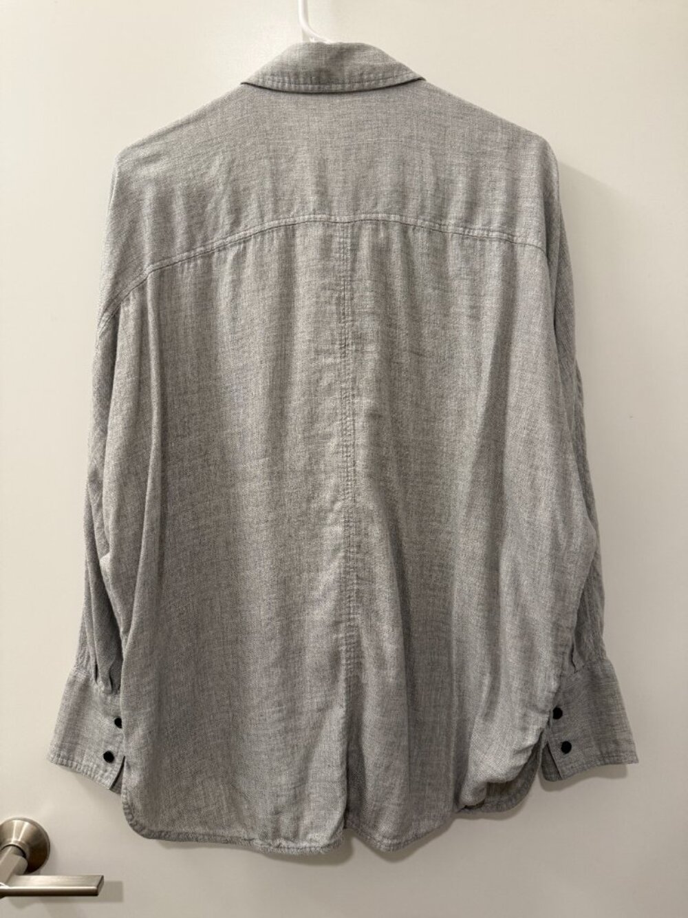 Madewell Heathered Flannel Dolman Button-Up Shirt - Size L - Grey (NWOT) - Picture 2 of 3